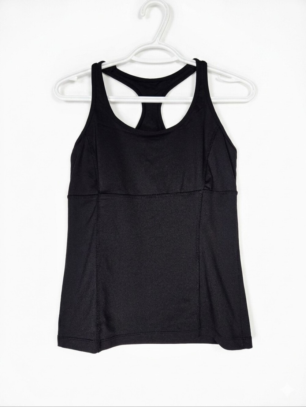 ​Sportek Platinum Black Racerback Performance Tank Top Keyhole Back Detail